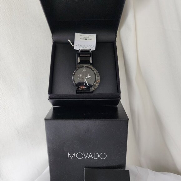 Movado Sapphire Synergy Black Dial Men's Watch - NEW Boxed - Picture 2 of 5